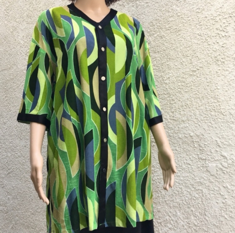 Vintage green mod swirl lounger or swim cover up
